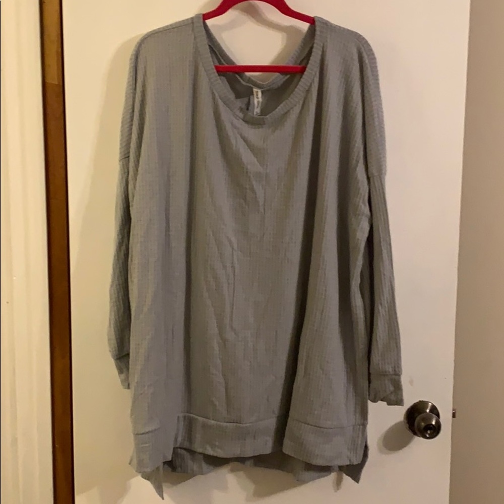 Long sleeve lightweight waffle knit sweater